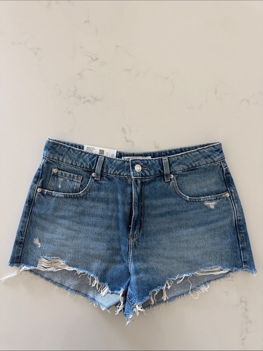 Garage Women's Medium Blue Distressed Denim Cutoff Shorts
